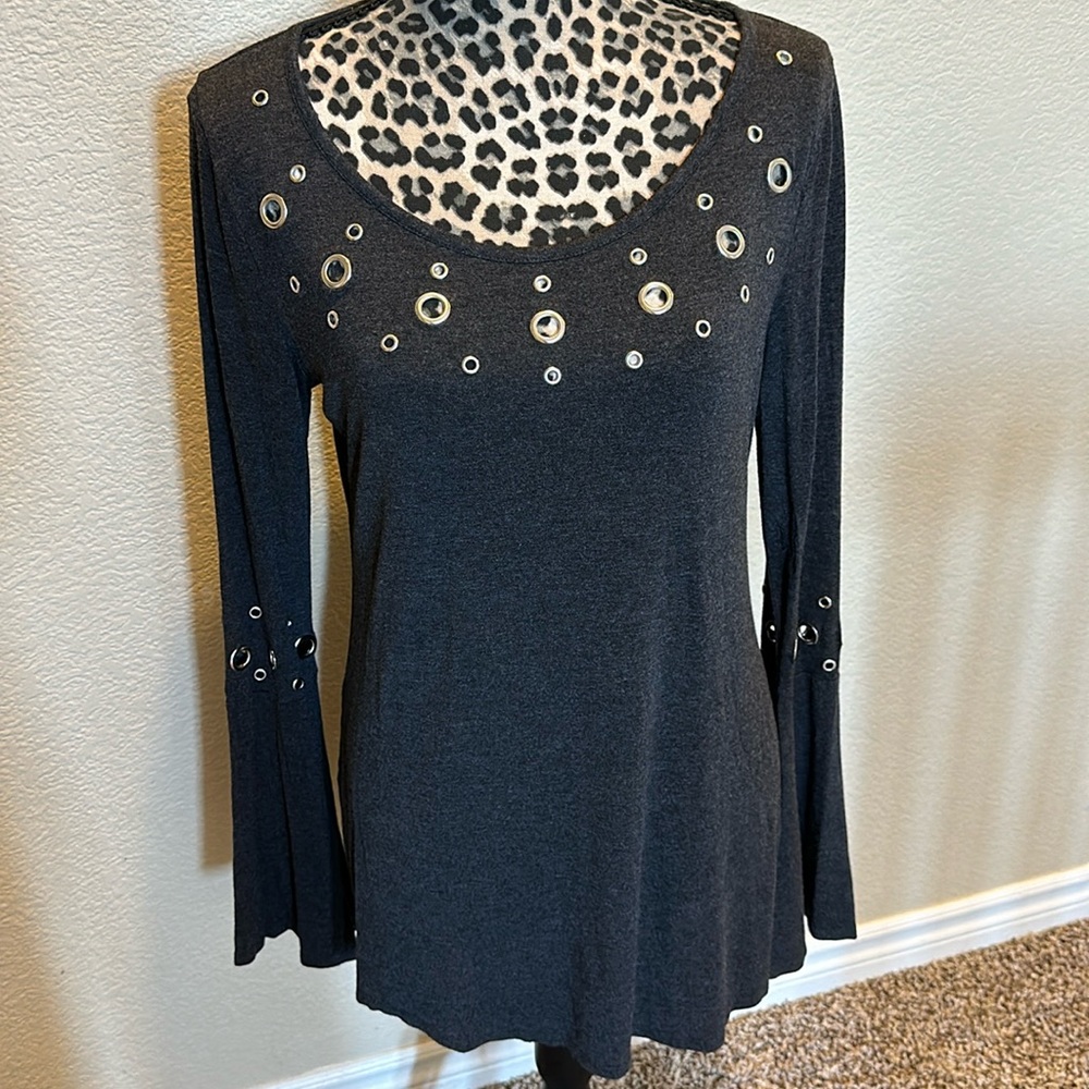 Belldini tunic top with embellishments, super soft, size M